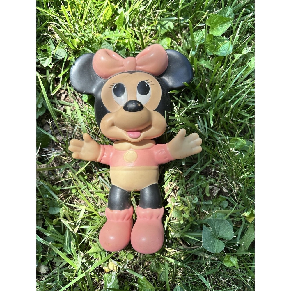 Baby Minnie Mouse Vinyl Doll 11" Vintage Disney Made in‎ Mexico 1980's